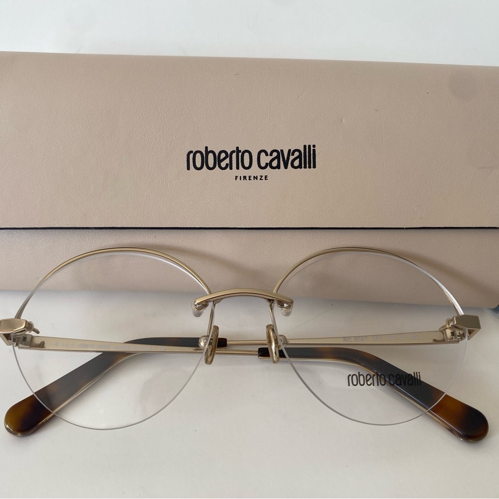 Roberto Cavalli Gold Round Glasses